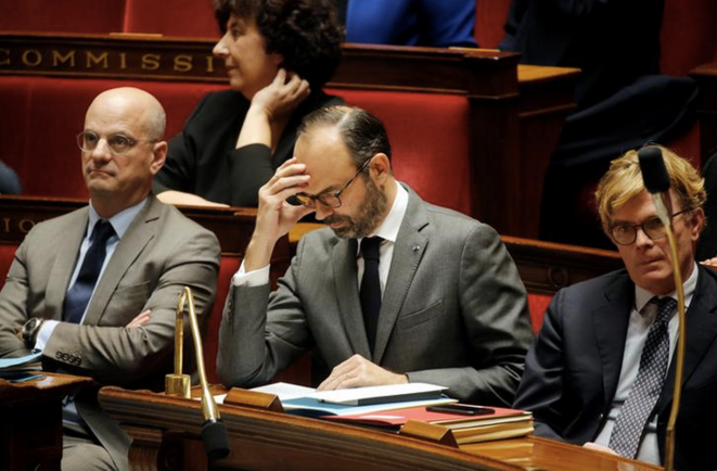 Jean-Michel Blanquer et Édouard Philippe à l'Assemblée nationale. © Reuters Jean-Michel Blanquer et Édouard Philippe à l'Assemblée nationale. © Reuters