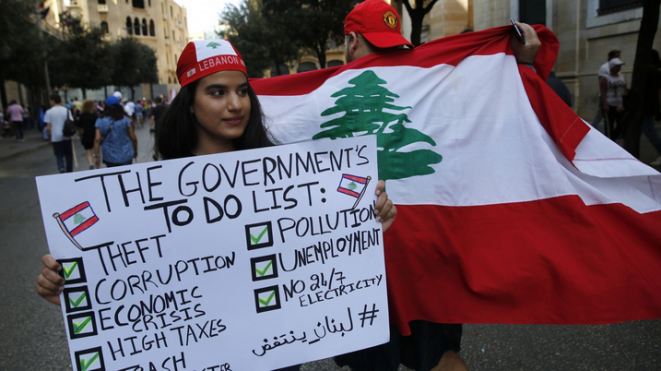 Protestas en las calles de Beirut, el 20 de octubre de 2019. © DR