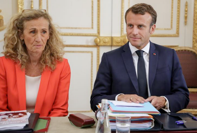 Nicole Belloubet et Emmanuel Macron à l’Élysée, le 4 septembre. © Reuters