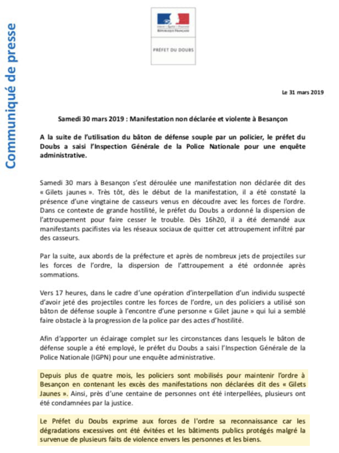 Communiqué de presse du préfet © Joël Mathurin Communiqué de presse du préfet © Joël Mathurin