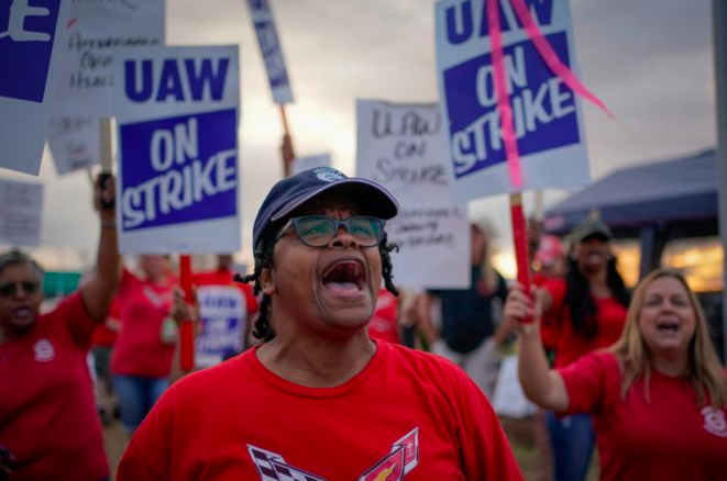 Natalie Walkers, gréviste de General Motors dans le Kentucky (Midwest), le 20 septembre 2019. © Reuters