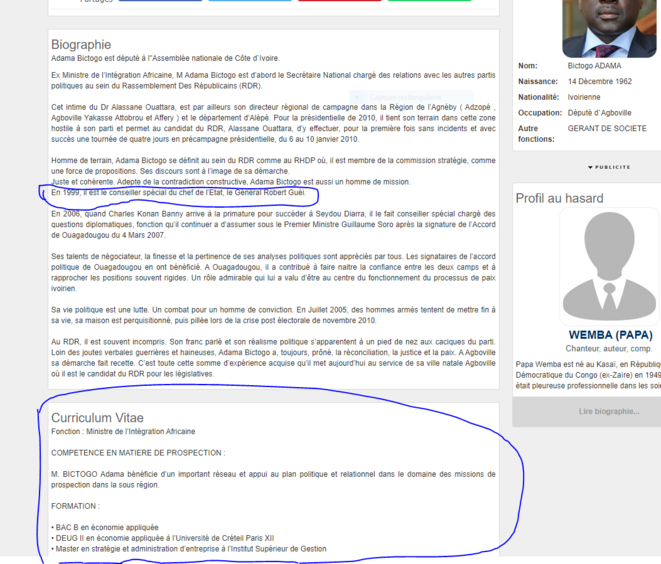 CV du sieur Adama Bictogo affiché sur le site Abidjan.net CV du sieur Adama Bictogo affiché sur le site Abidjan.net