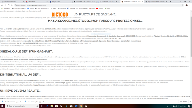 CV du sieur Bictogo affiché sur son propre site Adamabictogo.ci CV du sieur Bictogo affiché sur son propre site Adamabictogo.ci