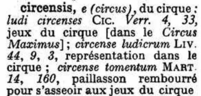Article Circenses dans le Gaffiot Article Circenses dans le Gaffiot