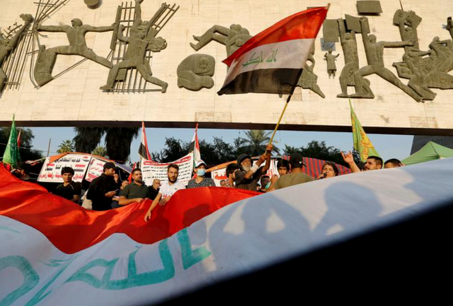 Des manifestants à Bagdad (Irak), le 7 novembre 2019. © REUTERS/Wissm al-Okili Des manifestants à Bagdad (Irak), le 7 novembre 2019. © REUTERS/Wissm al-Okili