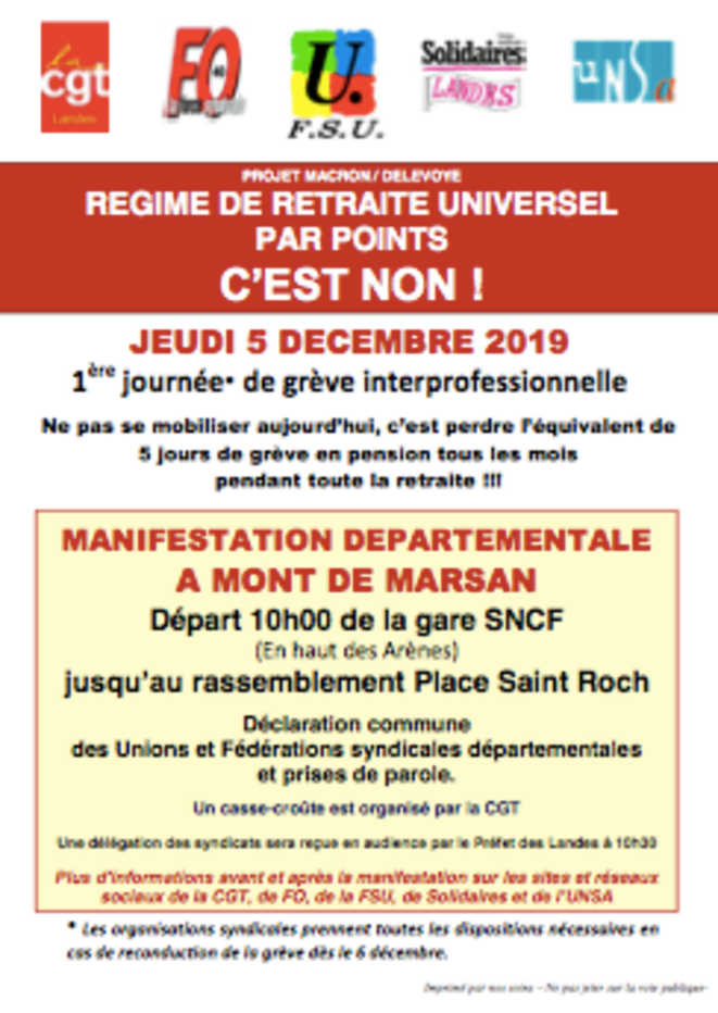 Appel Intersyndical Des Landes Pour Greve Massive A Partir Du 5 Decembre Le Club De Mediapart