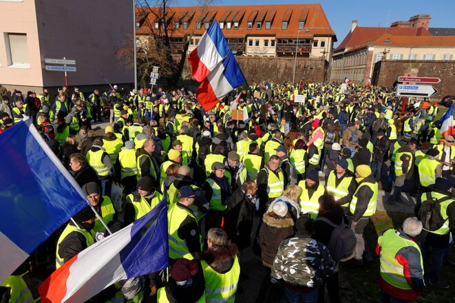 Manifestation des Gilets jaunes à Belfort (19/01/19). © Thomas Bresson/Wikimedia Commons, lic. CC-BY-SA int. 4.0 Manifestation des Gilets jaunes à Belfort (19/01/19). © Thomas Bresson/Wikimedia Commons, lic. CC-BY-SA int. 4.0