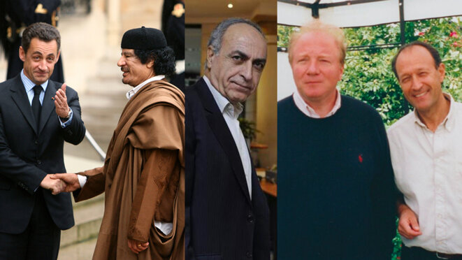 Nicolas Sarkozy, Mouammar Kadhafi, Ziad Takieddine, Brice Hortefeux et Thierry Gaubert. © Reuters/Document Mediapart