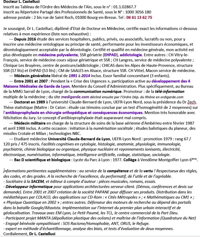 Mon CV en diffusion libre © Dr Léo Castelluci Mon CV en diffusion libre © Dr Léo Castelluci