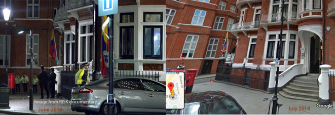 Ecuadorian and Colmbian embassies entry, 2012 and 2014. Ecuadorian and Colmbian embassies entry, 2012 and 2014.