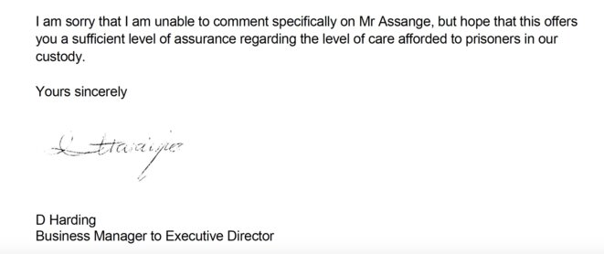 Answer from HMP Belmarsh to WJJA association letter. Nov 2019. Answer from HMP Belmarsh to WJJA association letter. Nov 2019.