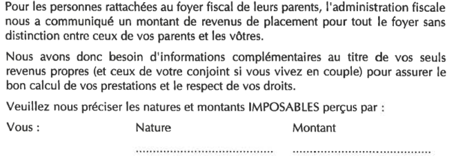 Extrait lettre CAF Extrait lettre CAF