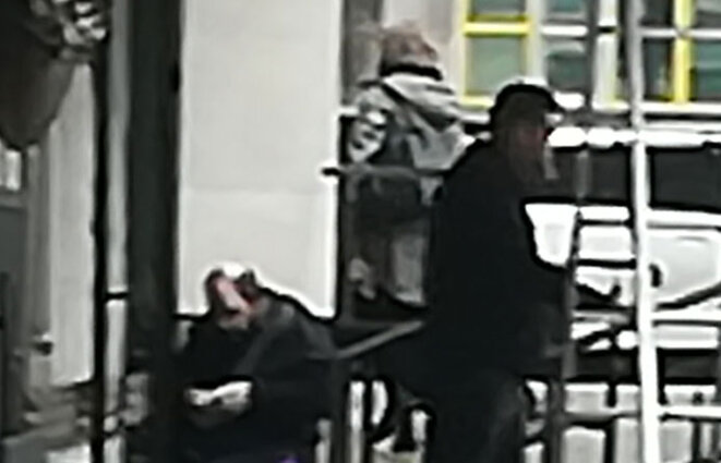 Gareth Peirce (in the middle, grey suit) out from Westminster Court, October 11 2019. Gareth Peirce (in the middle, grey suit) out from Westminster Court, October 11 2019.