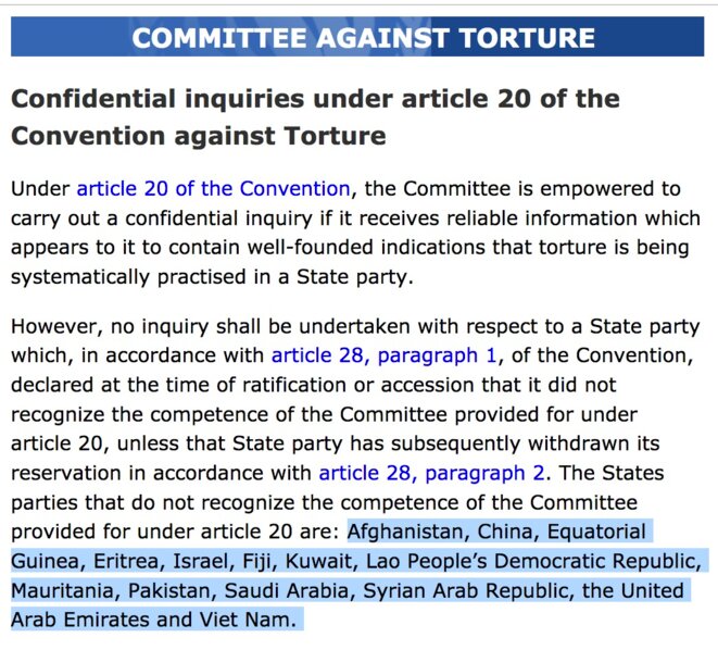 UN Convention against Torture article 20 extract UN Convention against Torture article 20 extract
