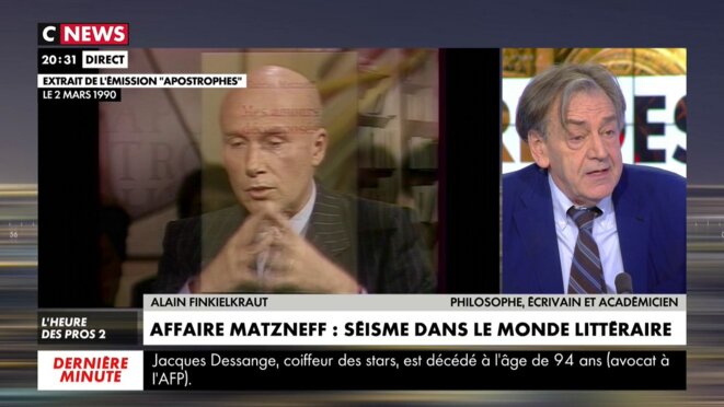 Finkielkraut déclare sur Cnews : Ce n'est pas un cas de pédophilie ou les mots ne veulent plus rien dire.