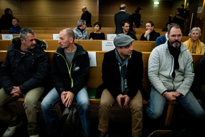 Les victimes au procès de Bernard Preynat, le 13 janvier. © Nicolas Liponne / Hans Lucas