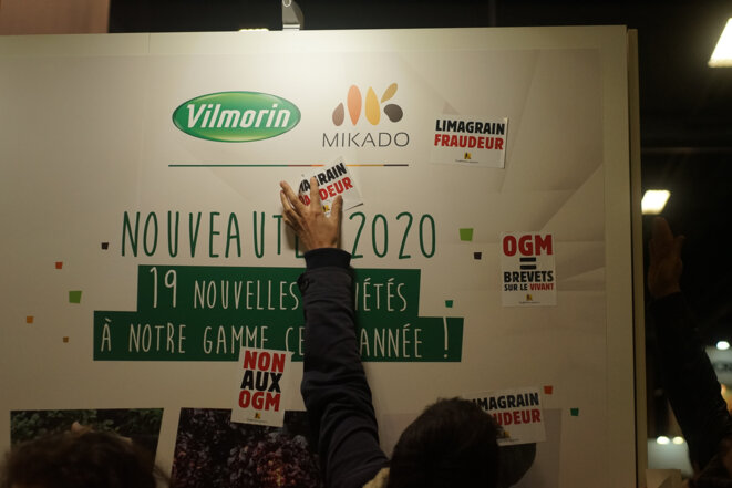 Le stand du semencier Vilmorin interpellé au salon du Sival, à Angers, le 14 janvier 2020. © Amélie Poinssot Le stand du semencier Vilmorin interpellé au salon du Sival, à Angers, le 14 janvier 2020. © Amélie Poinssot