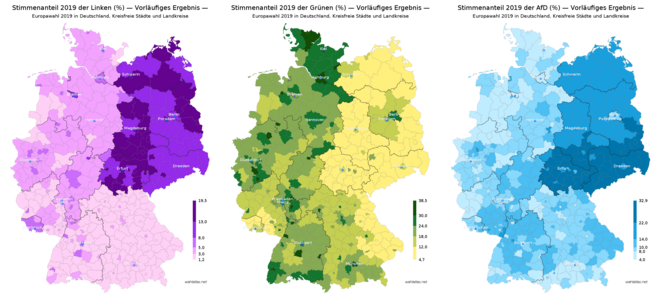Allemagne, élections européennes 2019, cartes électorales Allemagne, élections européennes 2019, cartes électorales