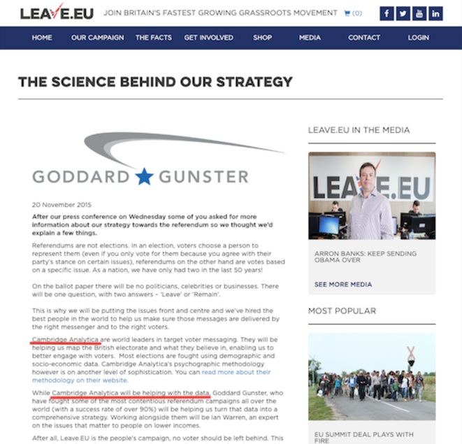 Le communiqué de presse supprimé du site officiel de Leave.EU. © Capture d'écran Le communiqué de presse supprimé du site officiel de Leave.EU. © Capture d'écran