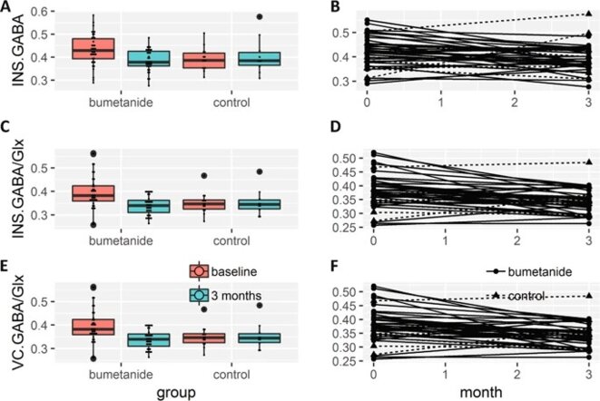 Fig. 2: Changes in neurotransmitter levels after bumetanide administration. © Translational Psychiatry Fig. 2: Changes in neurotransmitter levels after bumetanide administration. © Translational Psychiatry