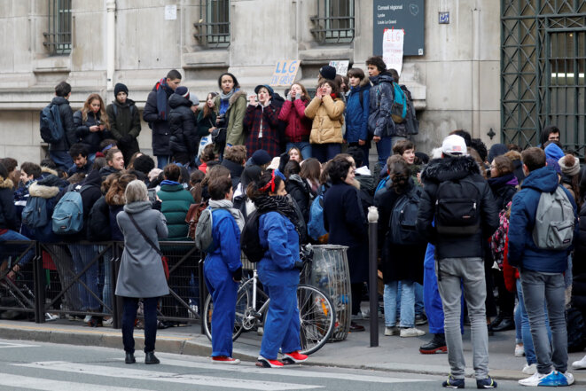Dans le Ve arrondissement, le lycée Louis-Le-Grand à Paris bloqué le 27 janvier. © Reuters