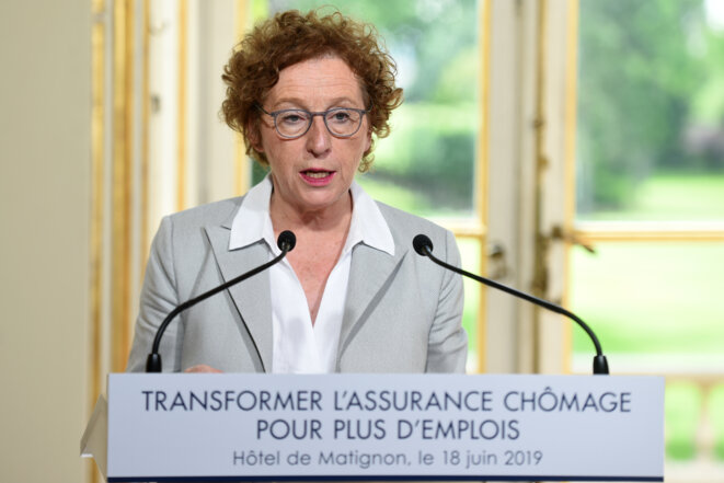 Muriel Penicaud, lors de la conférence de presse annonaçant la réforme de l'assurance-chômage © AFP