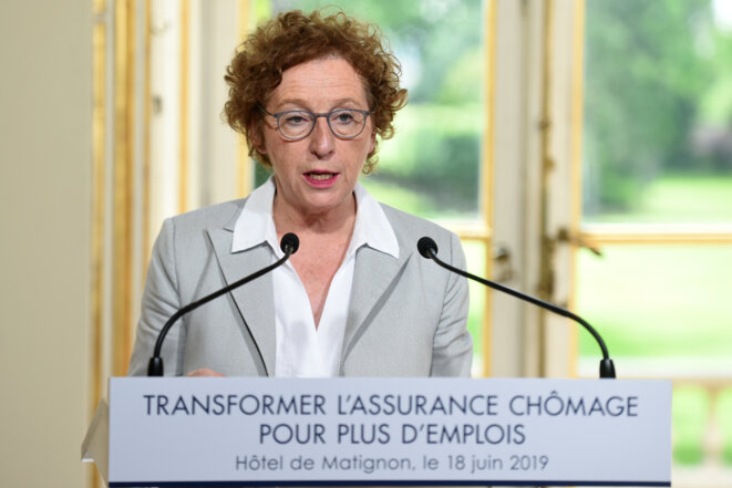 Muriel Penicaud, lors de la conférence de presse annonaçant la réforme de l'assurance-chômage © AFP Muriel Penicaud, lors de la conférence de presse annonaçant la réforme de l'assurance-chômage © AFP