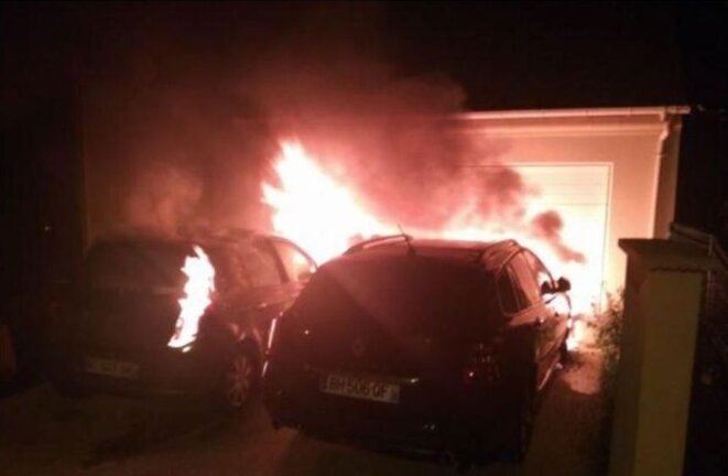 Les voitures de Mathieu Hillaire ont été incendiées. © DR Les voitures de Mathieu Hillaire ont été incendiées. © DR