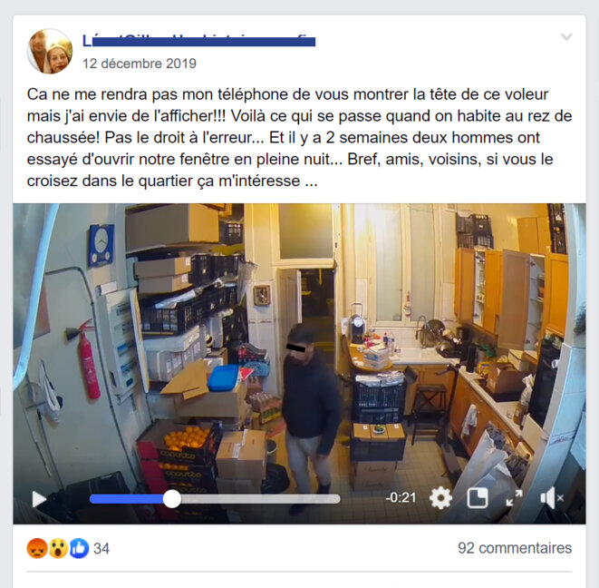 Le post de Léa sur Facebook, avec la vidéo de son cambriolage. © Benoît Delol Le post de Léa sur Facebook, avec la vidéo de son cambriolage. © Benoît Delol