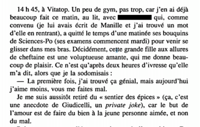 Extrait du livre "La prunelle de mes yeux" (1993). Nous avons masqué le nom de la jeune femme. Extrait du livre "La prunelle de mes yeux" (1993). Nous avons masqué le nom de la jeune femme.