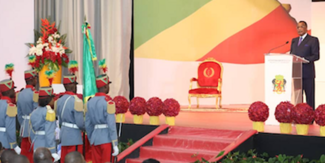 Le président Sassou N'Guesso devant le parlement réuni en Congrès en Décembre 2019 Le président Sassou N'Guesso devant le parlement réuni en Congrès en Décembre 2019