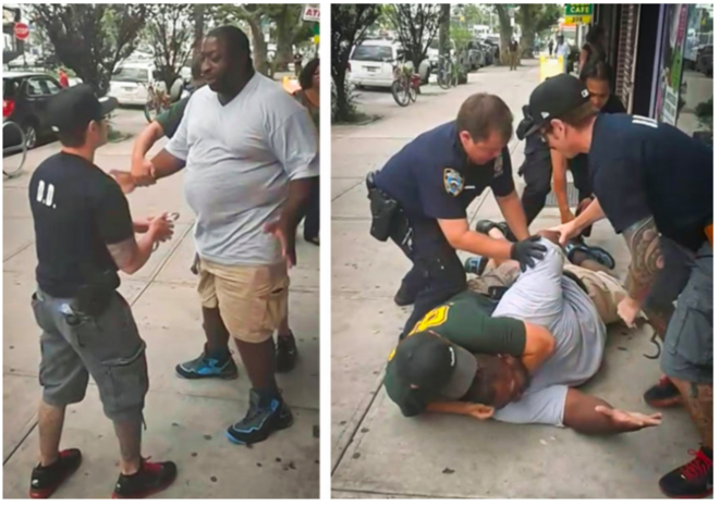 Arrestation et étranglement d'Eric Garner, à New York, en 2014. © Captures d'écran Arrestation et étranglement d'Eric Garner, à New York, en 2014. © Captures d'écran