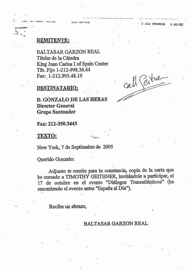 Garzon letter to Santander director Garzon letter to Santander director