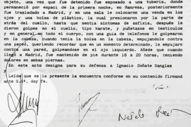 Torture testimony signed by judge Baltasar Garzon Torture testimony signed by judge Baltasar Garzon