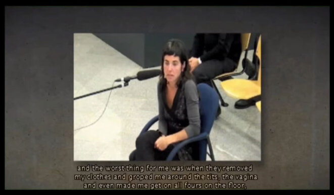 Anabel P. , arrêtée en 2008 sous l’instruction du juge Garzón, décrit une scène de torture sexuelle infligée par un agent des autorités espagnoles. Anabel P. , arrêtée en 2008 sous l’instruction du juge Garzón, décrit une scène de torture sexuelle infligée par un agent des autorités espagnoles.
