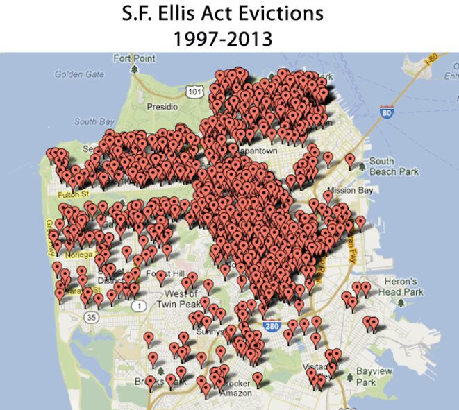 google maps des expulsions à SF google maps des expulsions à SF