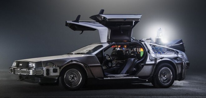 The author travelled in an updated version of a DeLorean Time Machine (pictured). The author travelled in an updated version of a DeLorean Time Machine (pictured).