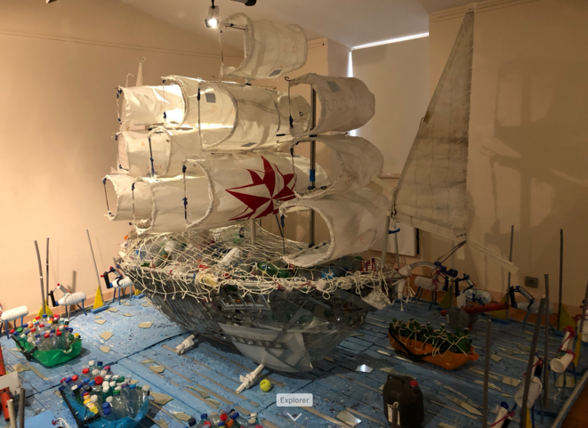 A work by the Benin artist Serge Mikpon, known as Aston, which is called 'Bateaux négriers' or 'Slave trading boats' © LD A work by the Benin artist Serge Mikpon, known as Aston, which is called 'Bateaux négriers' or 'Slave trading boats' © LD