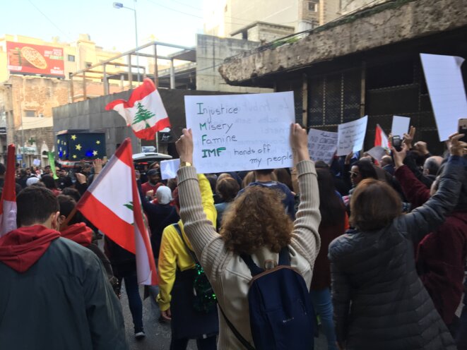 Manifestation à Beyrouth, le 15 février. © NM