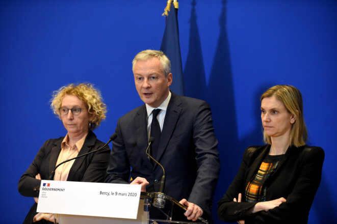 Bruno Le Maire, Agnès Pannier-Runacher, Muriel Pénicaud. © AFP