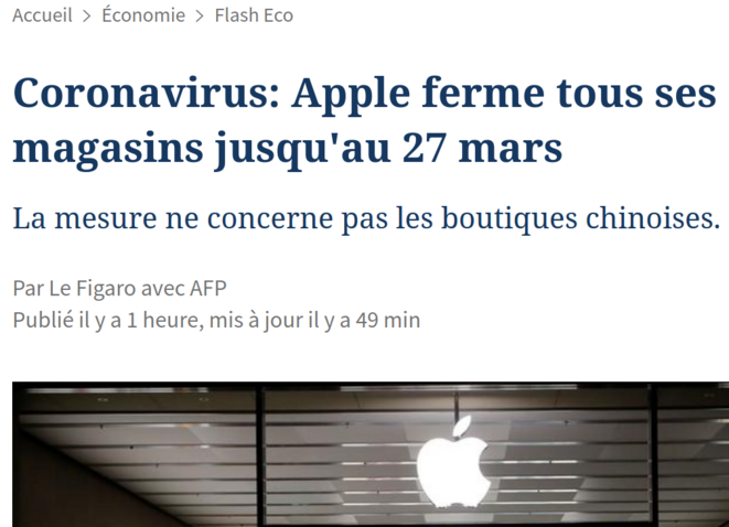 https://www.lefigaro.fr/flash-eco/coronavirus-apple-ferme-tous-ses-magasins-jusqu-au-27-mars-20200314 https://www.lefigaro.fr/flash-eco/coronavirus-apple-ferme-tous-ses-magasins-jusqu-au-27-mars-20200314