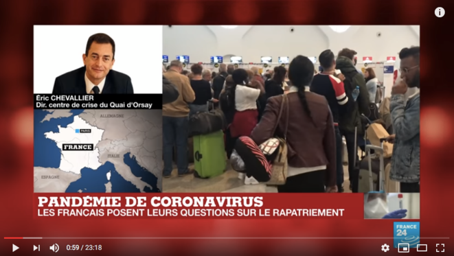 Capture d'écran de l'interview d'Eric Chevallier sur France 24 Capture d'écran de l'interview d'Eric Chevallier sur France 24