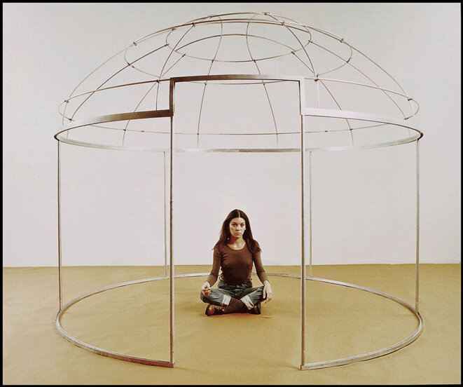Nil Yalter, Topak Ev (Nomad’s Tent), 1973, felt, sheepskin, marker, aluminium, dimensions variable. © Courtesy the artist and santralistanbul Collection Nil Yalter, Topak Ev (Nomad’s Tent), 1973, felt, sheepskin, marker, aluminium, dimensions variable. © Courtesy the artist and santralistanbul Collection