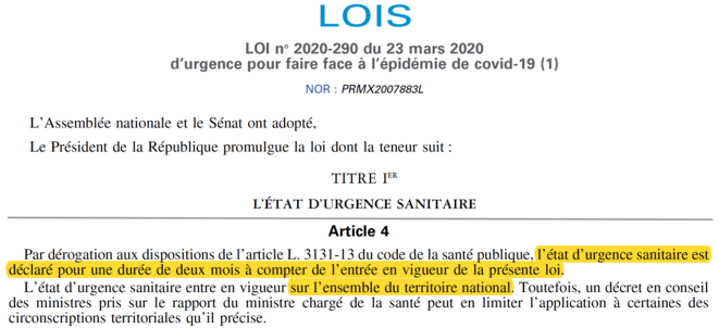 Article l 3136 1 al 3 du code de la santé publique