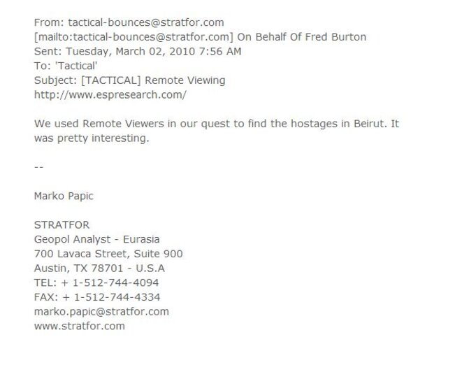 Quand Wikileaks fait l'écho du Remote-Viewing et d'un grand succès obtenu par les Seruces secrets américains à l'étranger grâce à cela. © Wikileaks Quand Wikileaks fait l'écho du Remote-Viewing et d'un grand succès obtenu par les Seruces secrets américains à l'étranger grâce à cela. © Wikileaks