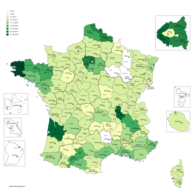 Carte des listes écologistes © Nathan Guedj Carte des listes écologistes © Nathan Guedj