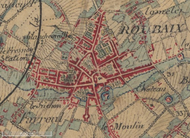 Roubaix vers 1850, carte d’état-major Roubaix vers 1850, carte d’état-major
