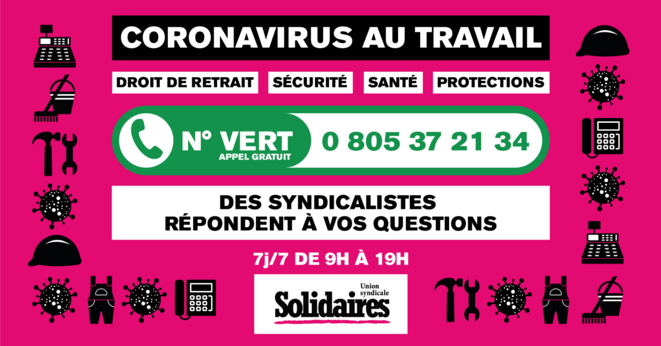 Covid-19: syndicalistes et solidaires au 0 805 37 21 34