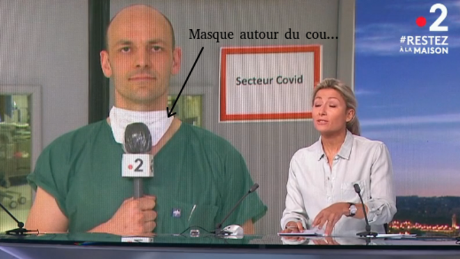 Le port du masque par les soignants au JT... © France 2, retouches Marine VALERY Le port du masque par les soignants au JT... © France 2, retouches Marine VALERY