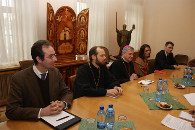 Mgr Marc Aillet reçu par Métropolite Hilarion. © blagovest-info.ru